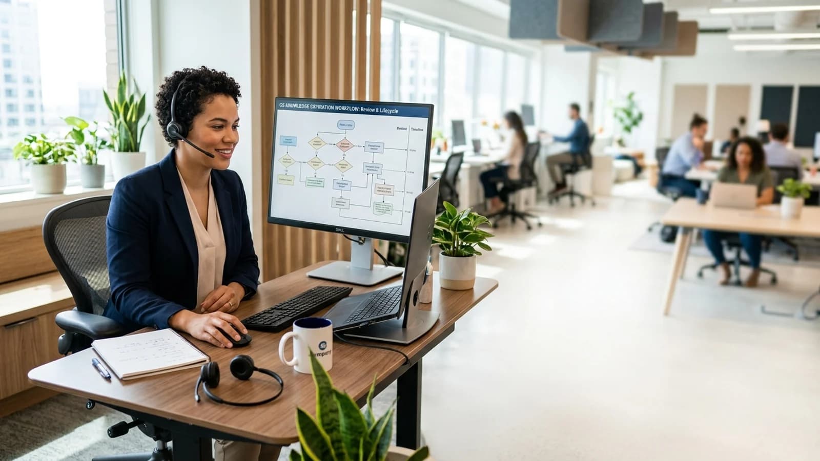 Support agent checking the effective date of a policy
