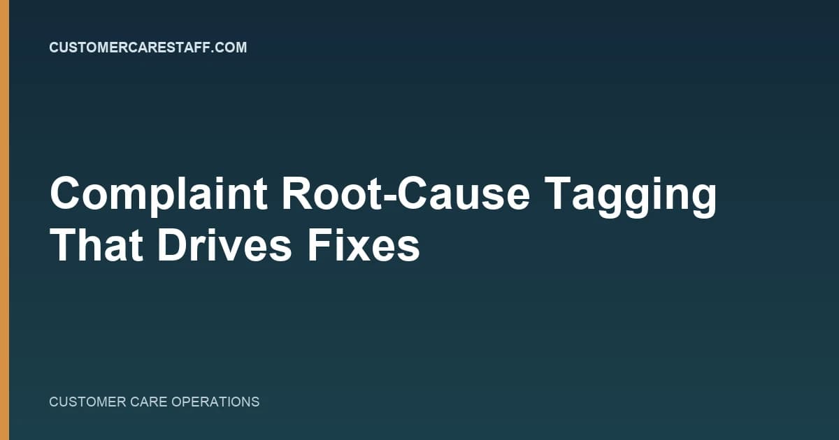 Complaint Root-Cause Tagging That Drives Fixes