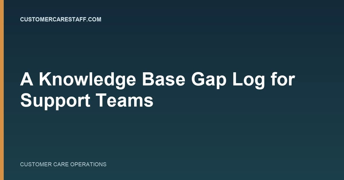 A Knowledge Base Gap Log for Support Teams