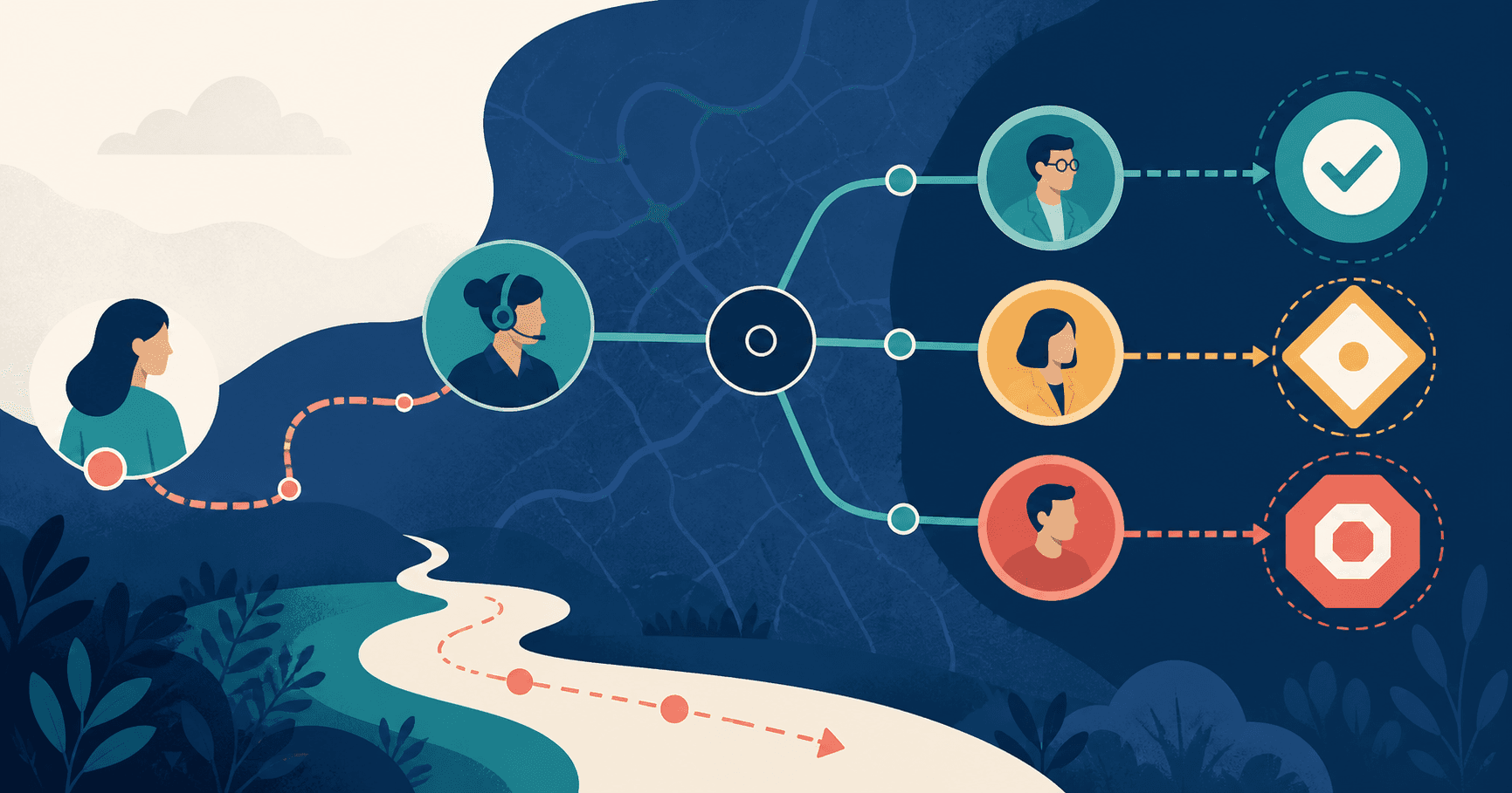 Customer service case record connecting evidence, decision, and next action