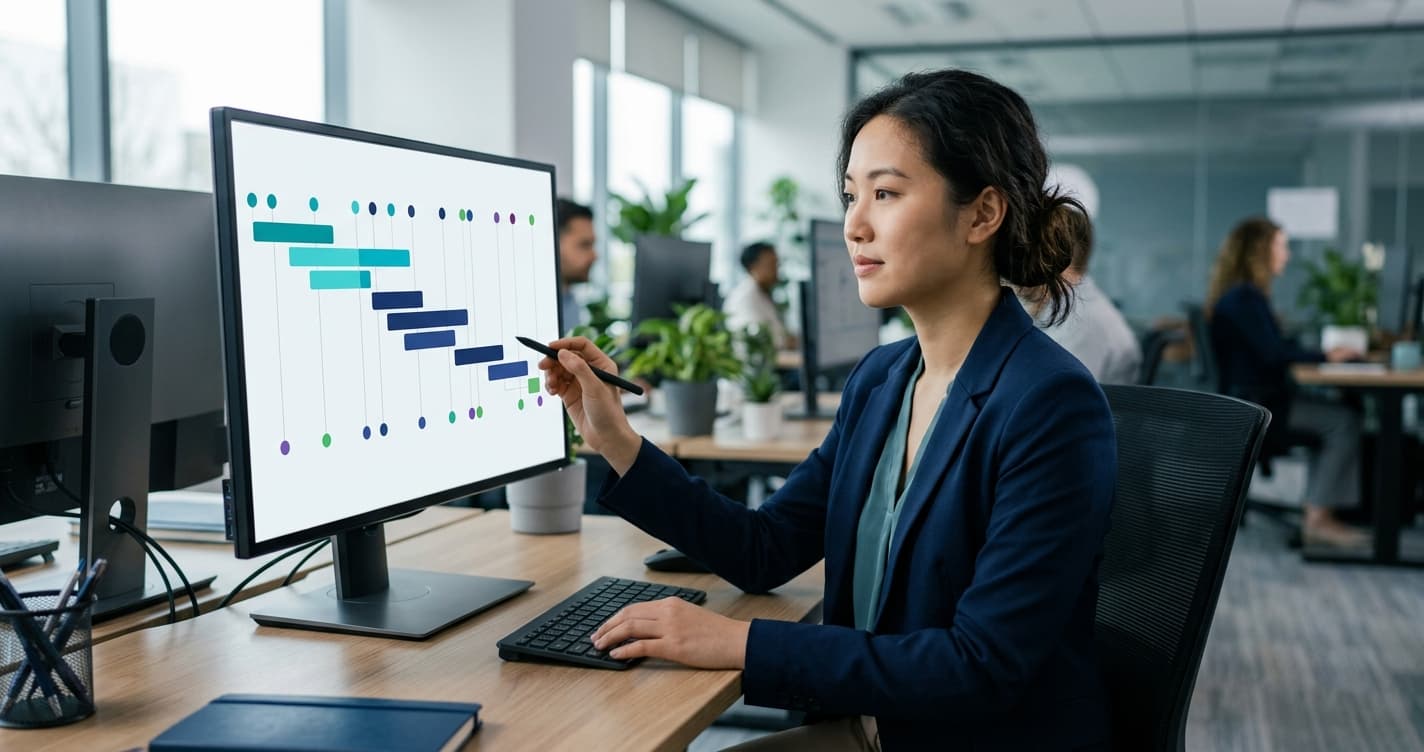 Customer service timeline separating queue, handling, customer wait, and system events